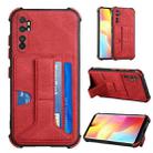 For Xiaomi Mi Note 10 Lite Dream PU + TPU Four-corner Shockproof Back Cover Case with Card Slots & Holder(Red) - 1