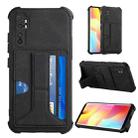 For Xiaomi Mi Note 10 Lite Dream PU + TPU Four-corner Shockproof Back Cover Case with Card Slots & Holder(Black) - 1