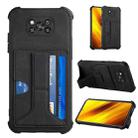 For Xiaomi Poco X3 NFC / Poco X3 / Poco X3 Pro Dream PU + TPU Four-corner Shockproof Back Cover Case with Card Slots & Holder(Black) - 1