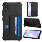 For Xiaomi Redmi 9A / Redmi 9i Dream PU + TPU Four-corner Shockproof Back Cover Case with Card Slots & Holder(Black) - 1