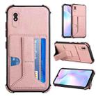 For Xiaomi Redmi 9A / Redmi 9i Dream PU + TPU Four-corner Shockproof Back Cover Case with Card Slots & Holder(Rose Gold) - 1