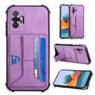 For Xiaomi Redmi Note 10 Pro /  Note 10 Pro Max Dream PU + TPU Four-corner Shockproof Back Cover Case with Card Slots & Holder(Purple) - 1