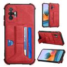 For Xiaomi Redmi Note 10 Pro /  Note 10 Pro Max Dream PU + TPU Four-corner Shockproof Back Cover Case with Card Slots & Holder(Red) - 1