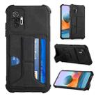 For Xiaomi Redmi Note 10 Pro /  Note 10 Pro Max Dream PU + TPU Four-corner Shockproof Back Cover Case with Card Slots & Holder(Black) - 1