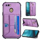 For OPPO A7 / A5s / A12 / A11k Dream PU + TPU Four-corner Shockproof Back Cover Case with Card Slots & Holder(Purple) - 1