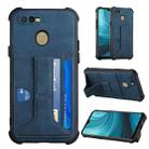 For OPPO A7 / A5s / A12 / A11k Dream PU + TPU Four-corner Shockproof Back Cover Case with Card Slots & Holder(Blue) - 1