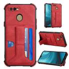 For OPPO A7 / A5s / A12 / A11k Dream PU + TPU Four-corner Shockproof Back Cover Case with Card Slots & Holder(Red) - 1