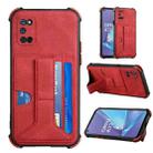 For OPPO A52 / A72 / A92 Dream PU + TPU Four-corner Shockproof Back Cover Case with Card Slots & Holder(Red) - 1