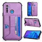 For OPPO Realme 5 / Realme C3 Dream PU + TPU Four-corner Shockproof Back Cover Case with Card Slots & Holder(Purple) - 1