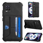 For OPPO Realme 8 Dream PU + TPU Four-corner Shockproof Back Cover Case with Card Slots & Holder(Black) - 1