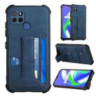 For OPPO Realme C12 / C25 / Narzo 20 / Narzo 30A Dream PU + TPU Four-corner Shockproof Back Cover Case with Card Slots & Holder(Blue) - 1