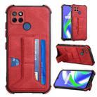 For OPPO Realme C12 / C25 / Narzo 20 / Narzo 30A Dream PU + TPU Four-corner Shockproof Back Cover Case with Card Slots & Holder(Red) - 1