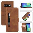 For Samsung Galaxy S10+ Reverse Buckle Horizontal Flip PU Leather Case with Holder & Card Slot & Wallet(Brown) - 1
