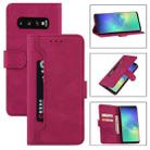For Samsung Galaxy S10+ Reverse Buckle Horizontal Flip PU Leather Case with Holder & Card Slot & Wallet(Wine Red) - 1