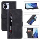 For Xiaomi Mi 11 Lite Reverse Buckle Horizontal Flip PU Leather Case with Holder & Card Slot & Wallet(Black) - 1