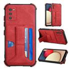 For Samsung Galaxy A02s EU Version Dream PU + TPU Four-corner Shockproof Back Cover Case with Card Slots & Holder(Red) - 1