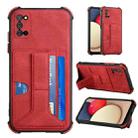 For Samsung Galaxy A02s US Version / A03s Dream PU + TPU Four-corner Shockproof Back Cover Case with Card Slots & Holder(Red) - 1