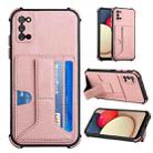 For Samsung Galaxy A02s US Version / A03s Dream PU + TPU Four-corner Shockproof Back Cover Case with Card Slots & Holder(Rose Gold) - 1