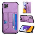 For Samsung Galaxy A22 5G Dream PU + TPU Four-corner Shockproof Back Cover Case with Card Slots & Holder(Purple) - 1