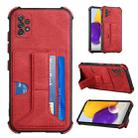 For Samsung Galaxy A52 5G / 4G Dream PU + TPU Four-corner Shockproof Back Cover Case with Card Slots & Holder(Red) - 1