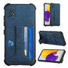 For Samsung Galaxy A72 5G / 4G Dream PU + TPU Four-corner Shockproof Back Cover Case with Card Slots & Holder(Blue) - 1