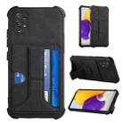 For Samsung Galaxy A72 5G / 4G Dream PU + TPU Four-corner Shockproof Back Cover Case with Card Slots & Holder(Black) - 1