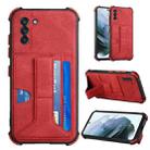 For Samsung Galaxy S21 5G Dream PU + TPU Four-corner Shockproof Back Cover Case with Card Slots & Holder(Red) - 1