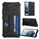 For Samsung Galaxy S21 5G Dream PU + TPU Four-corner Shockproof Back Cover Case with Card Slots & Holder(Black) - 1