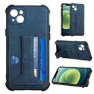 For iPhone 13 mini Dream PU+TPU Four-corner Shockproof Back Cover Case with Card Slots & Holder (Blue) - 1
