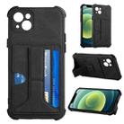 For iPhone 13 mini Dream PU+TPU Four-corner Shockproof Back Cover Case with Card Slots & Holder (Black) - 1