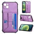 For iPhone 13 Dream PU+TPU Four-corner Shockproof Back Cover Case with Card Slots & Holder(Purple) - 1