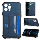 For iPhone 13 Pro Dream PU+TPU Four-corner Shockproof Back Cover Case with Card Slots & Holder (Blue) - 1