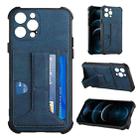 For iPhone 13 Pro Max Dream PU+TPU Four-corner Shockproof Back Cover Case with Card Slots & Holder (Blue) - 1