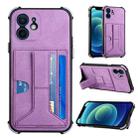For iPhone 12 mini Dream PU+TPU Four-corner Shockproof Back Cover Case with Card Slots & Holder (Purple) - 1