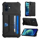 For iPhone 12 mini Dream PU+TPU Four-corner Shockproof Back Cover Case with Card Slots & Holder (Black) - 1