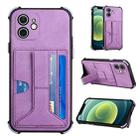 For iPhone 12 Dream PU+TPU Four-corner Shockproof Back Cover Case with Card Slots & Holder(Purple) - 1