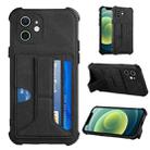 For iPhone 12 Dream PU+TPU Four-corner Shockproof Back Cover Case with Card Slots & Holder(Black) - 1