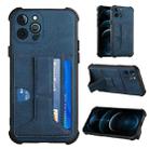 For iPhone 12 Pro Max Dream PU+TPU Four-corner Shockproof Back Cover Case with Card Slots & Holder(Blue) - 1