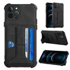 For iPhone 12 Pro Max Dream PU+TPU Four-corner Shockproof Back Cover Case with Card Slots & Holder(Black) - 1