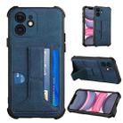 For iPhone 11 Dream PU+TPU Four-corner Shockproof Back Cover Case with Card Slots & Holder (Blue) - 1