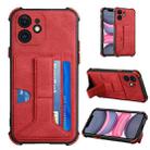 For iPhone 11 Dream PU+TPU Four-corner Shockproof Back Cover Case with Card Slots & Holder (Red) - 1