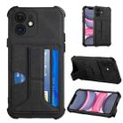 For iPhone 11 Dream PU+TPU Four-corner Shockproof Back Cover Case with Card Slots & Holder (Black) - 1