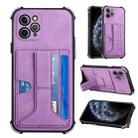 For iPhone 11 Pro Max Dream PU+TPU Four-corner Shockproof Back Cover Case with Card Slots & Holder (Purple) - 1