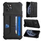 For iPhone 11 Pro Max Dream PU+TPU Four-corner Shockproof Back Cover Case with Card Slots & Holder (Black) - 1