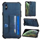 For iPhone X / XS Dream PU+TPU Four-corner Shockproof Back Cover Case with Card Slots & Holder(Blue) - 1