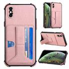 For iPhone X / XS Dream PU+TPU Four-corner Shockproof Back Cover Case with Card Slots & Holder(Rose Gold) - 1
