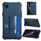 For iPhone XR Dream PU+TPU Four-corner Shockproof Back Cover Case with Card Slots & Holder(Blue) - 1