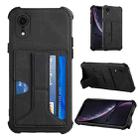 For iPhone XR Dream PU+TPU Four-corner Shockproof Back Cover Case with Card Slots & Holder(Black) - 1