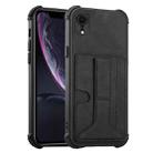 For iPhone XR Dream PU+TPU Four-corner Shockproof Back Cover Case with Card Slots & Holder(Black) - 2