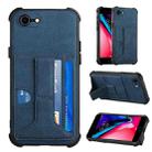 For iPhone SE 2022 / SE 2020 / 8 / 7 Dream PU+TPU Four-corner Shockproof Back Cover Case with Card Slots & Holder(Blue) - 1